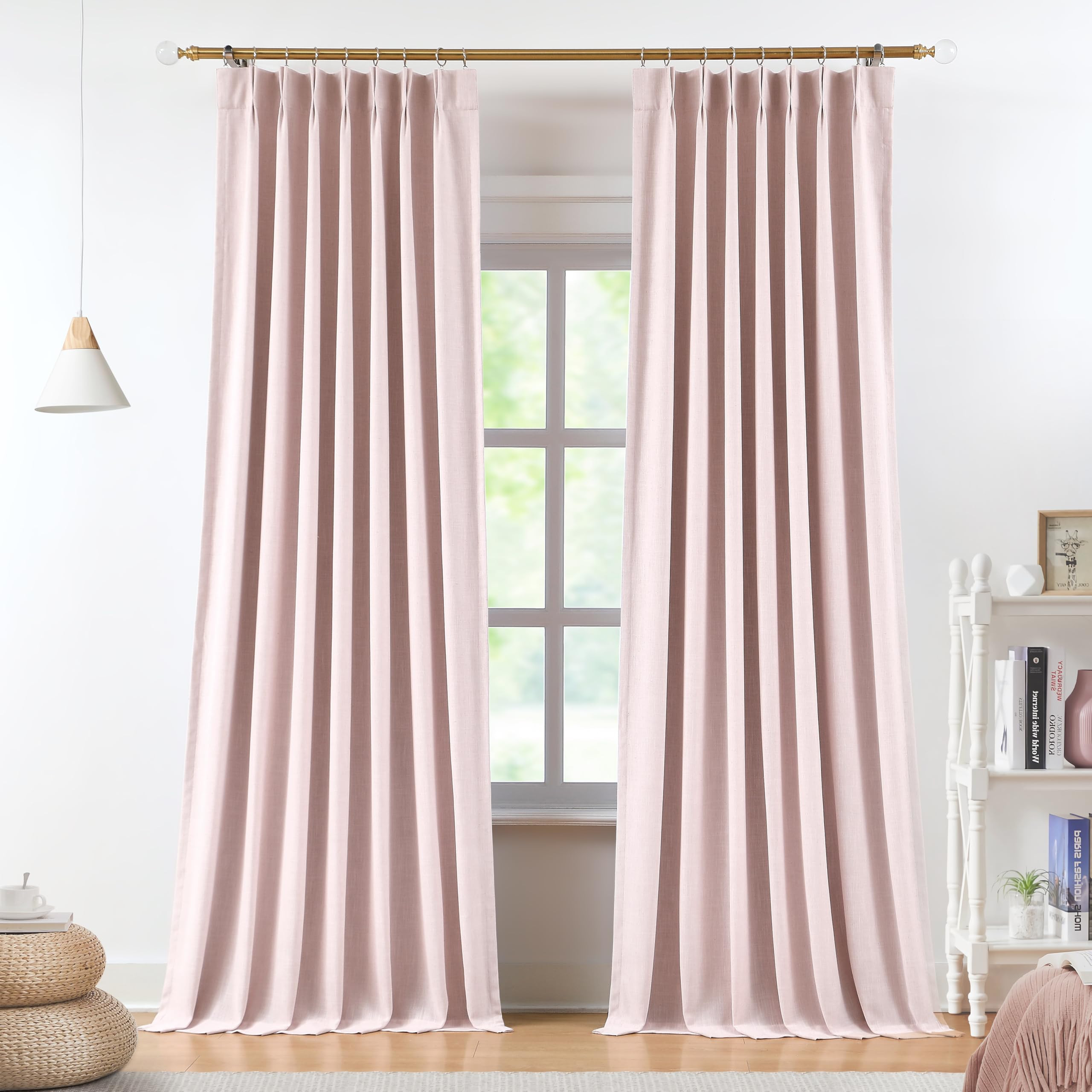 Vision Home Soft Pink Pinch Pleated Full Blackout Curtains Linen Blended Room Darkening Curtain P... | Amazon (US)