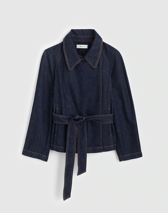 Denim Double-Breasted Crop Trench Coat | Madewell
