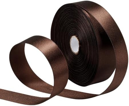 Brown Satin Ribbon for Gift Wrapping, 1 inchx50 Yards Ribbon for Halloween, Thanksgiving Decor, B... | Amazon (US)