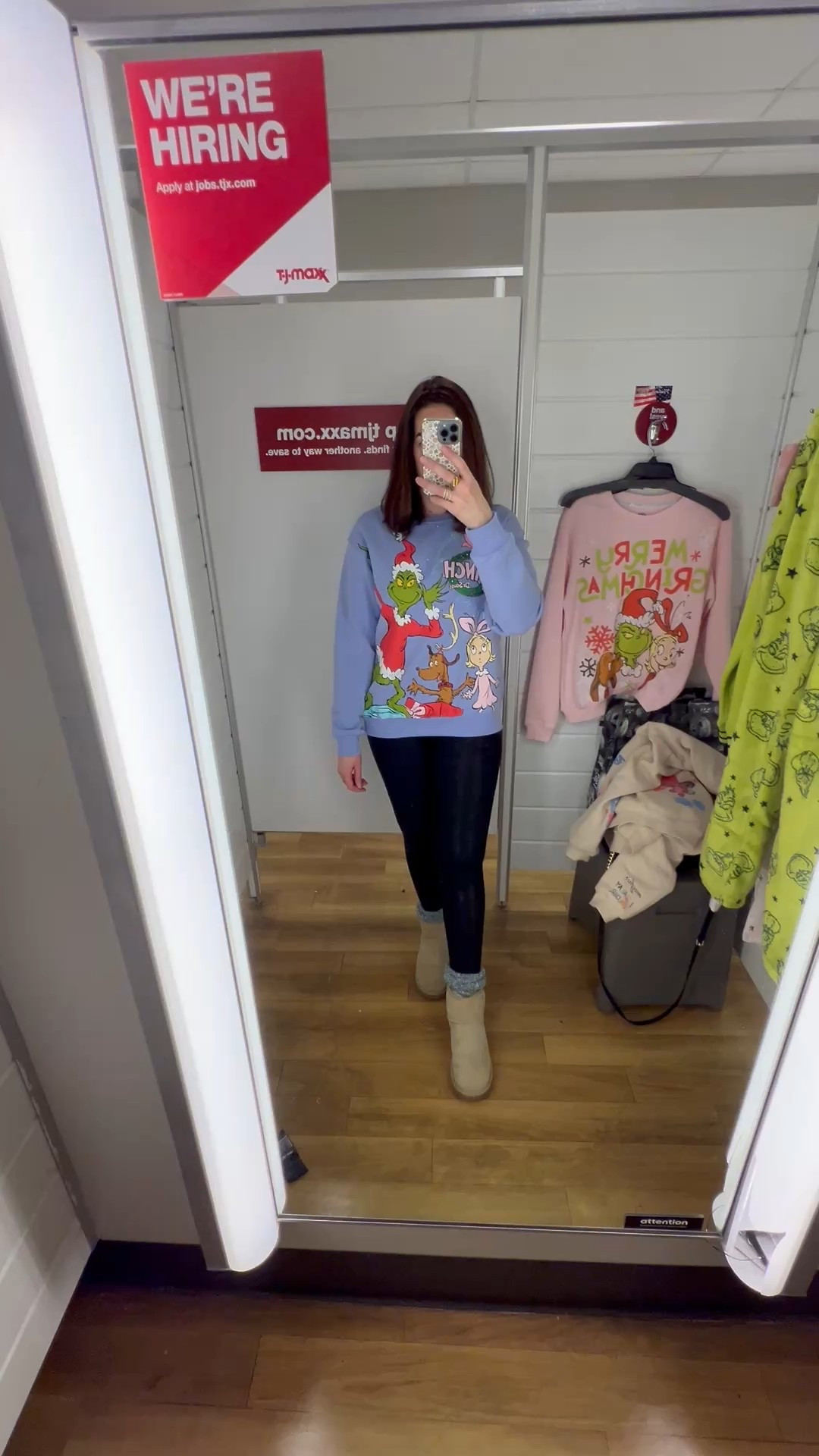 Blue grinch scene sweatshirt (small). Black faux leather leggings (small). Mini uggs (9). Fuzzy socks (one size). #sweater #greensweater #joysweater #fauxleatherleggings #leggings #blackleggings #uggs #miniuggs #fuzzysocks #socks #holidayparty #christmasoutfit #grinchsweatshirt
Holiday Party 

#LTKHoliday #LTKFindsUnder100 #LTKSeasonal