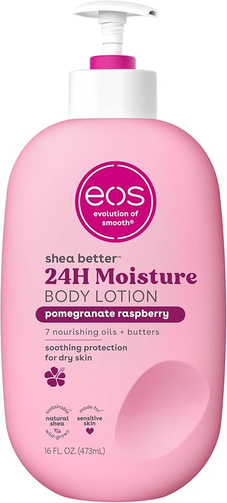 eos Shea Better Body Lotion- Pomegranate Raspberry, 24-Hour Moisture Skin Care, Lightweight & Non... | Amazon (US)