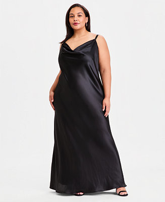 Trendy Plus Size Cowlneck Satin Gown | Macy's
