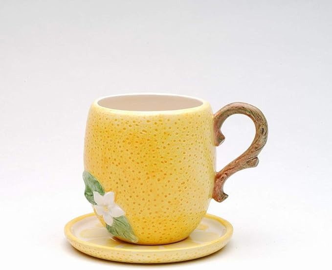 Cosmos Gifts Fine Ceramic Lemon Hill Lemon with Flower & Leaves Design Cup & Saucer Set (2 Sets) ... | Amazon (US)