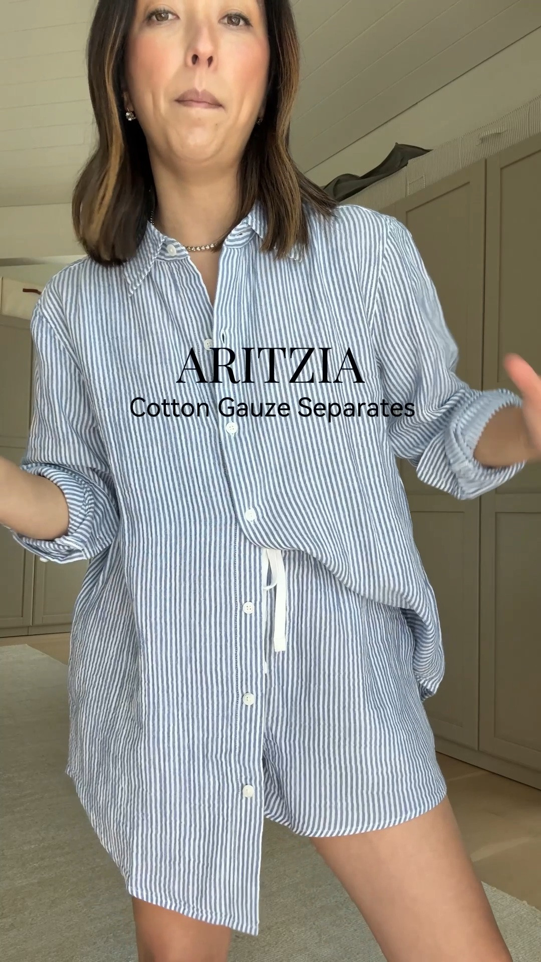 Wearing the cotton gauze shirt in XS and shorts in a small. So comfortable and lightweight for summer.

#LTKPetite #LTKmomlife