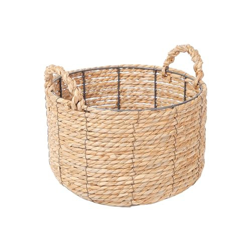 Round Water Hyacinth Storage Basket, Large Wicker Bin with Handles for Organizing, 12''x 7'' | Amazon (US)