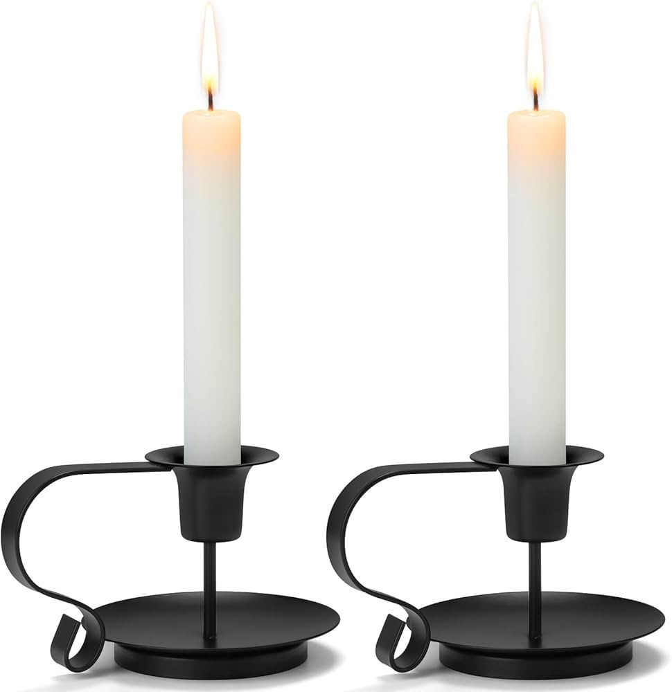 Taper Candle Holders, 2 Count Candlestick Holders, Black Decorative Tabletop Candle Holder | Amazon (CA)