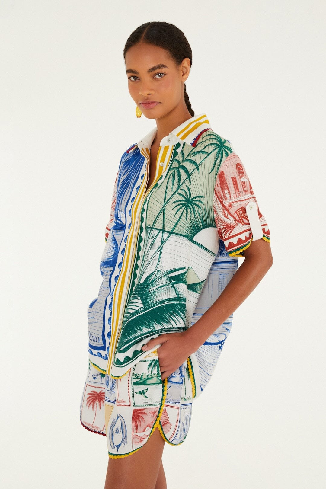 Off-White Brasil Vintage Crochet Lenzing Ecovero Euroflax Shorts | FARM Rio | FarmRio (US)