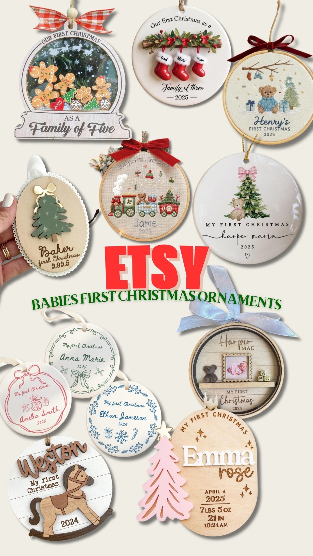 ETSY BABY FIRST CHRISTMAS ORNAMENT 🎄❤️💚

Christmas Decor, Christmas ornaments, baby ornament, baby first Christmas, gifts for baby, gifts for grand kids, Etsy finds, personalized gifts, custom gifts 

#LTKHoliday #LTKGiftGuide #LTKBaby