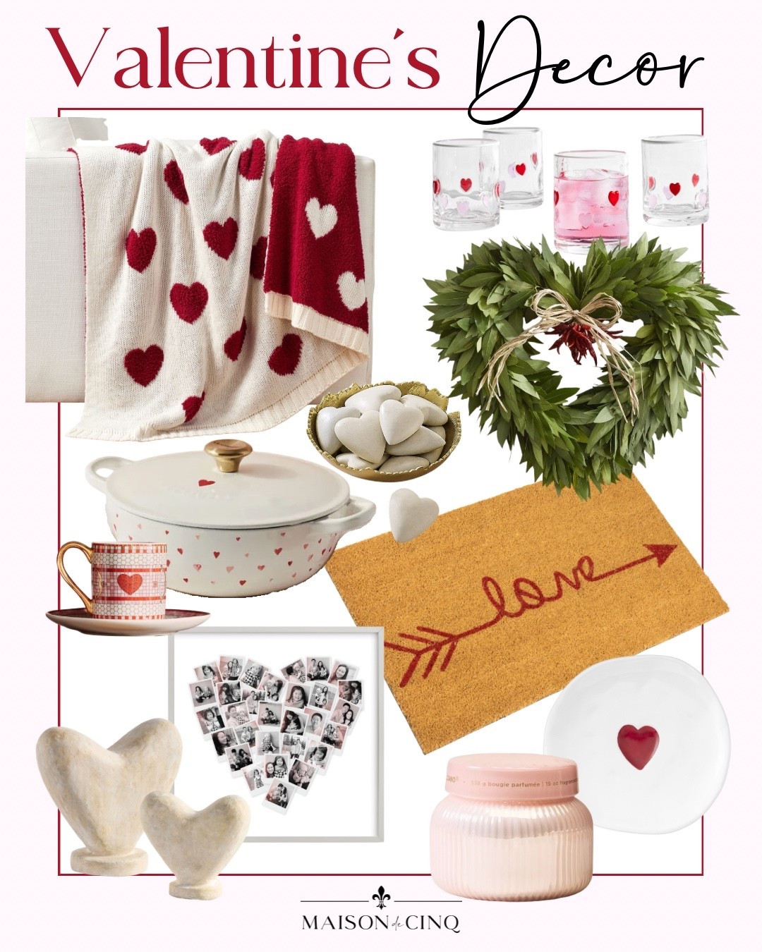 Find the perfect Valentine’s gift for yourself or a loved one with so many cute decor choices, like a heart-shaped wreath, cozy blanket, cute doormat, and more…

Home decor, Valentine’s Day decor 


candles, dishware, picture frames, cookware, home decor, gift ideas

#LTKSaleAlert #LTKValentine