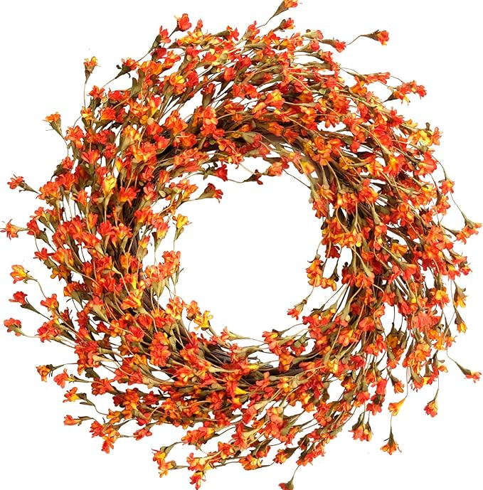 TEMPUS Fall Forsythia Wreath 20" Artificial Wreath for Front Door Hanging Wall Decoration Fall Ha... | Amazon (US)