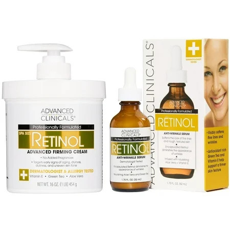 Advanced Clinicals Retinol Skin Care Set - Value Set of Anti Aging Body Cream and Face Serum | Walmart (US)