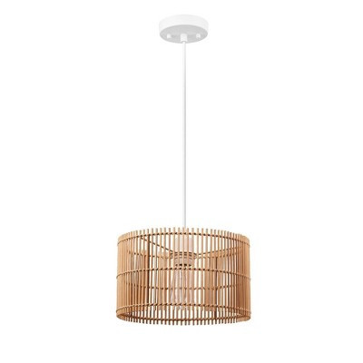Tammi 1-Light Pendant Lighting with Natural Bamboo Shade - Globe Electric: ETL Listed, Metal Body, Drum Shape | Target