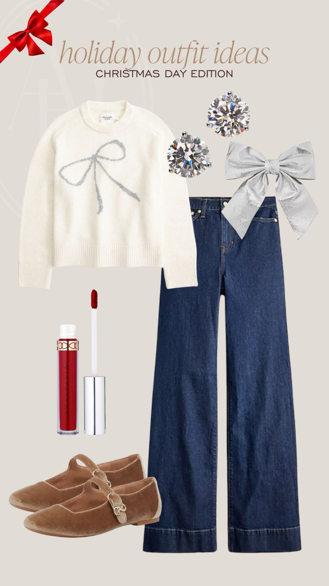 Holiday outfit idea. This bow sweater and wide leg jeans are perfect for a casual Christmas Day look. 

#LTKHoliday #LTKSeasonal #LTKStyleTip