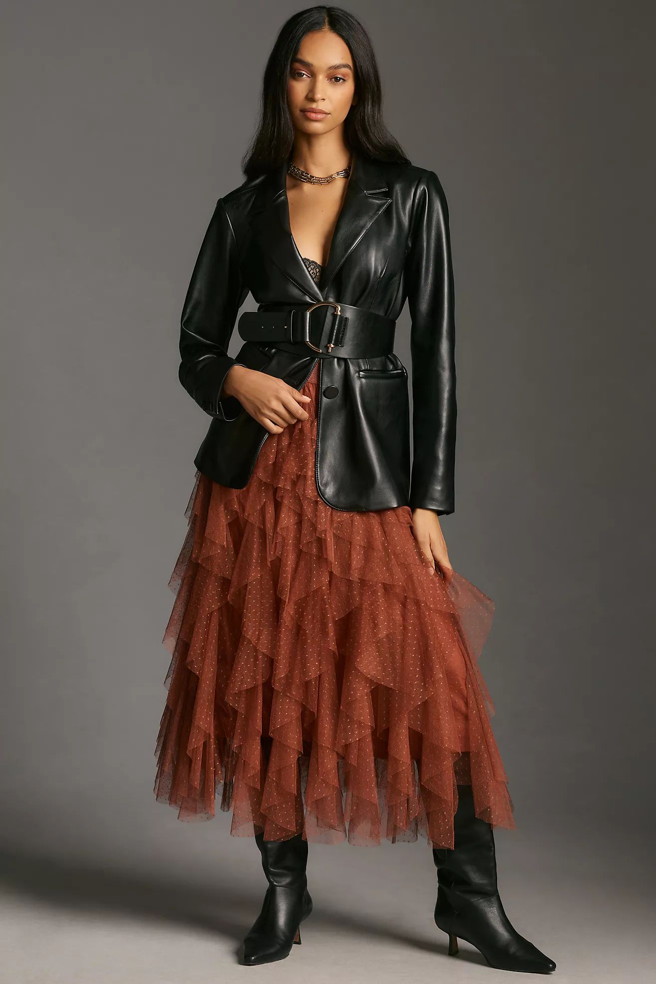 The Chéri Ruffled Tulle Midi Skirt by Anthropologie | Anthropologie (US)