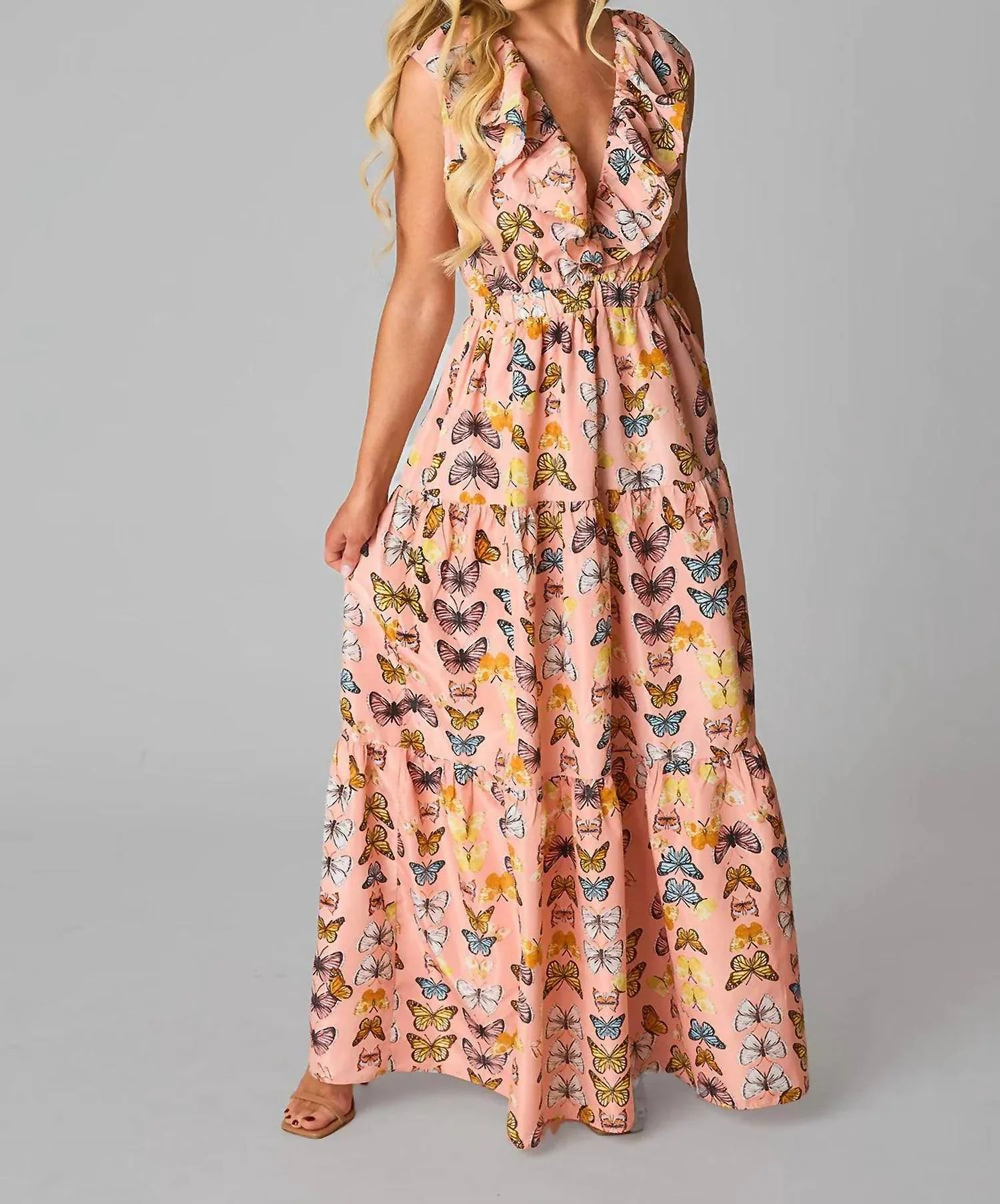 Crawford Ruffle Sleeve Maxi Dress In Flutter | Shop Simon