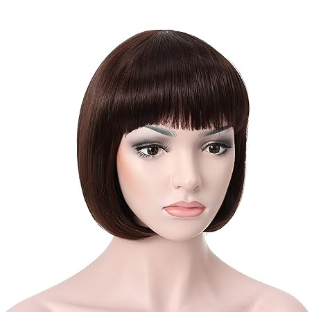 OneDor 10" Short Straight Hair Flapper Cosplay Costume Bob Wig (6# - Medium Chestnut Brown) | Amazon (US)