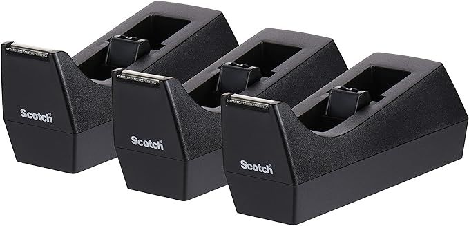 Scotch Desktop Tape Dispenser, 3-Pack, Weighted, Non-Skid Base, Black, Made of 100% Recycled Plas... | Amazon (US)