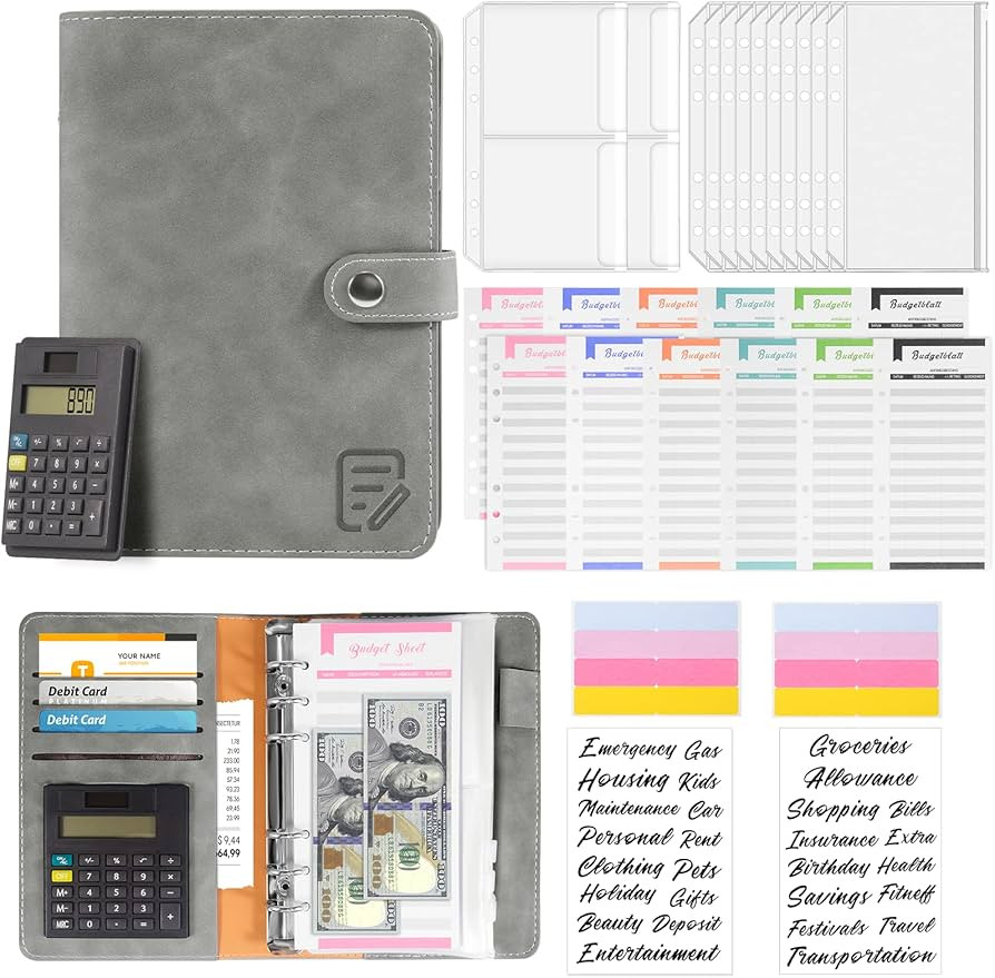 HAKPNEW Money Saving Binder, A6 Budget Binder with Zipper Envelopes, Calculator, Budget Sheets an... | Amazon (US)