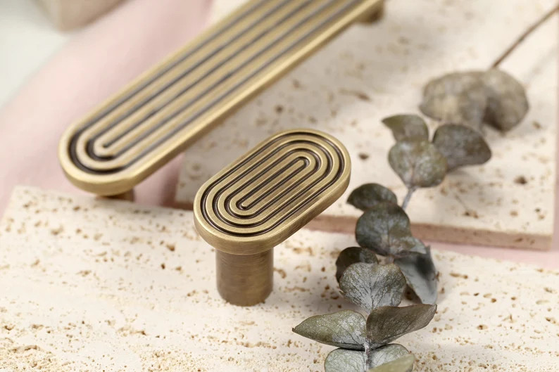 Boho Antique Brass Cabinet Pull Knob Handle, Rainbow Drawer Knob Pull Handles, Rainbow Retro Dres... | Etsy (US)