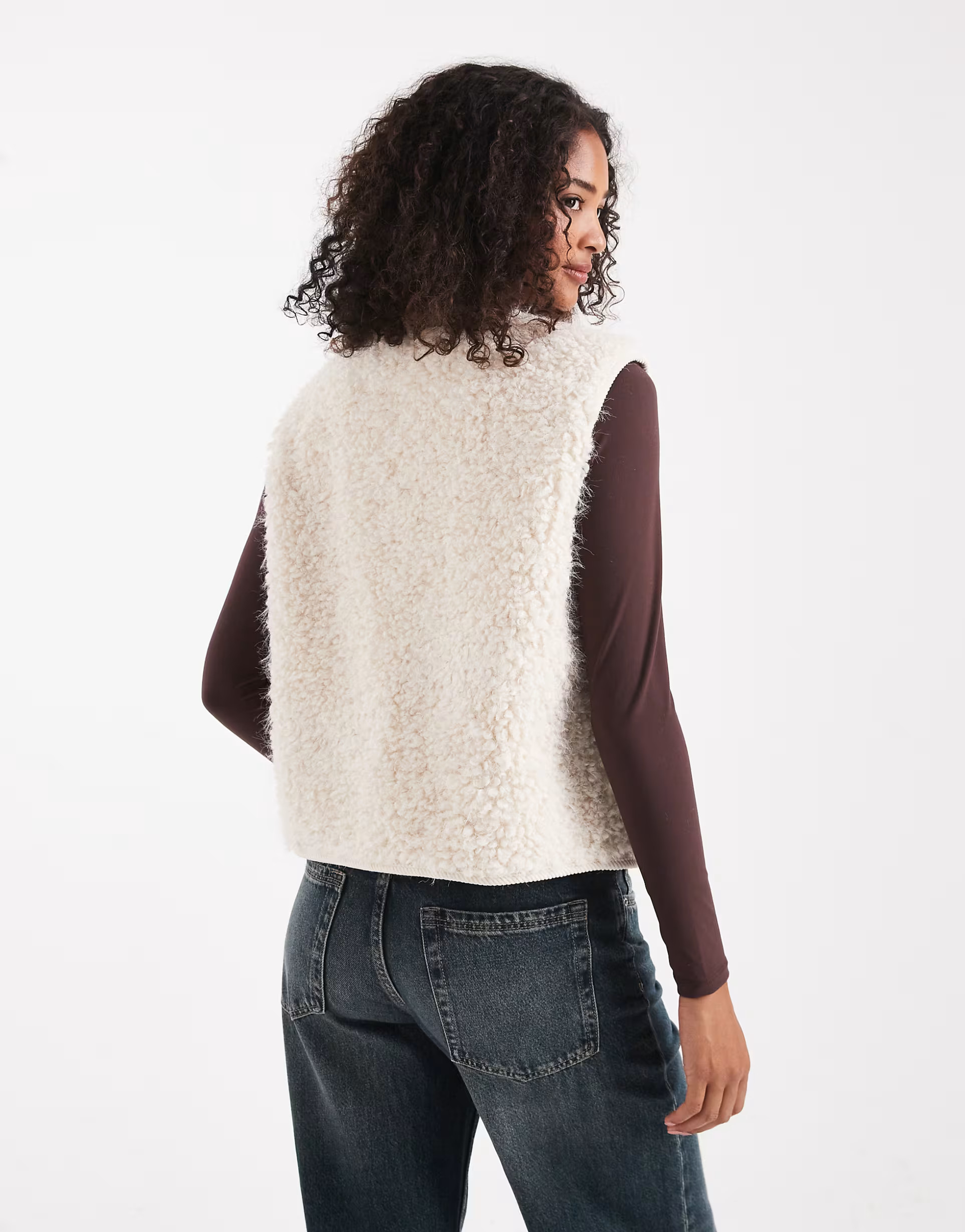 Object - Premium donzige borg gilet in crème | ASOS (Global)