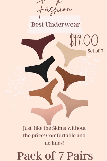 Best underwear hands down!!
Like the skims at a fraction of the price! 

If you like a thong that feels like you have nothing on? These are your pair✔️

No show, no lines can wear under satin 🖤🖤🖤🖤
7 pair for $19

#skimsdupe #indergarments #dupe
#amazonfind

#LTKstyletip #LTKfindsunder50