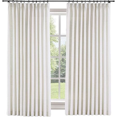 TWOPAGES 72 W x 102 L inch Pinch Pleat Darkening Drapes Faux Linen Curtains Drapery Panel for Liv... | Amazon (US)