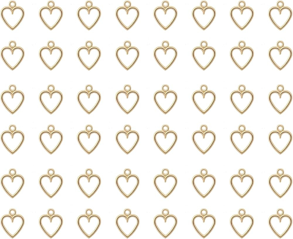 Ruwado 50 pcs Hollow Heart Charm Jewelry Making Kits for Jewelry Making 1.5 x 1.2 cm Cute Accesso... | Amazon (US)