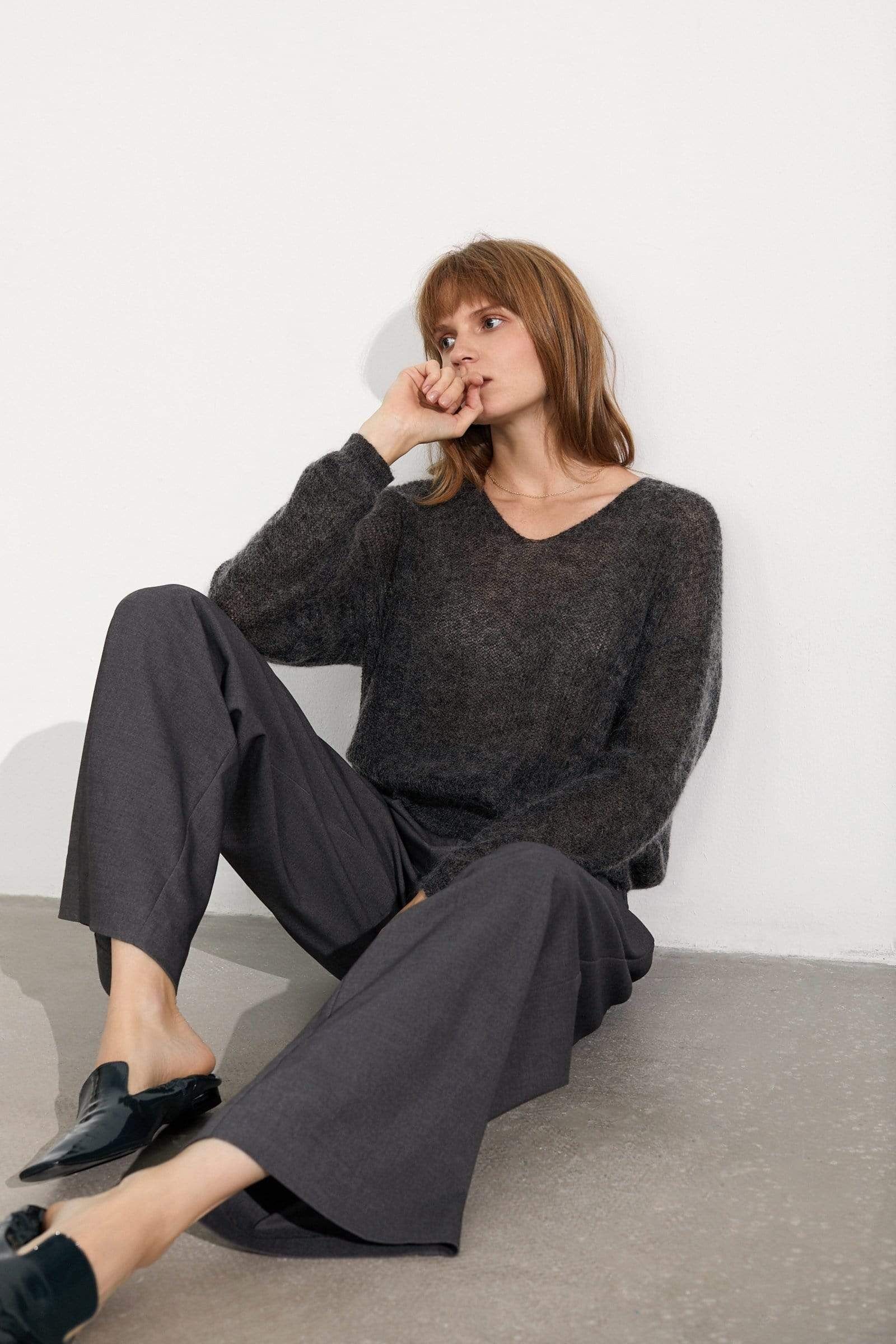 Essential Charcoal Wide Trousers | J.ING