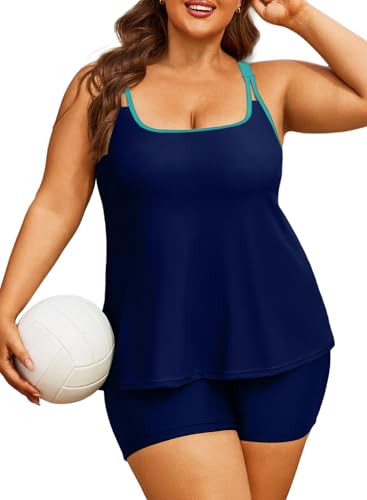 Aleumdr Women's Plus Size 2 Piece Swimsuits Tummy Control Tankini Bathing Suit Flowy Swim Tank To... | Amazon (US)