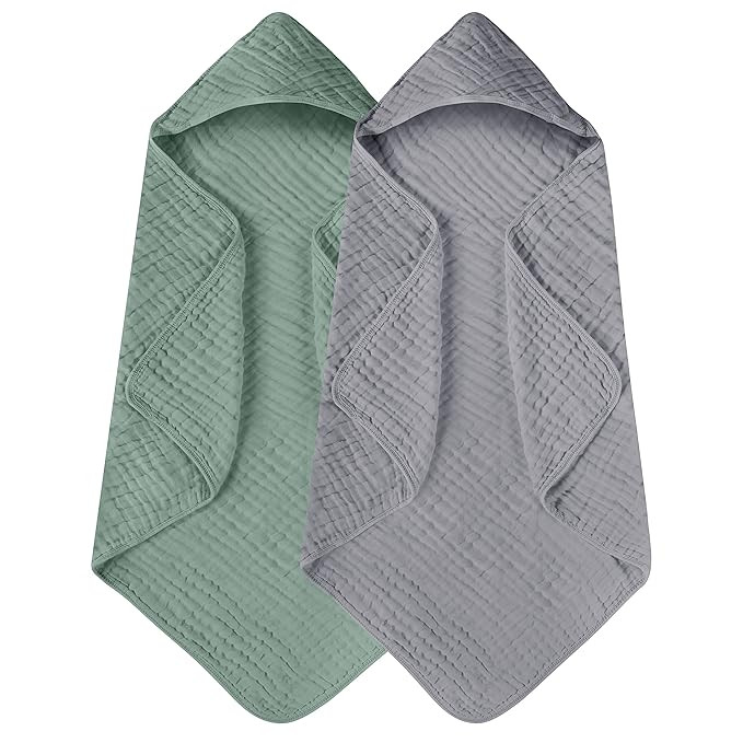 Yoofoss Hooded Baby Towels for Newborn 2 Pack 100% Muslin Cotton Baby Bath Towel with Hood for Ba... | Amazon (US)