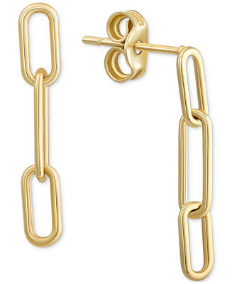 Oval Triple Link Chain Drop Earrings in 10k Gold | Macy's
