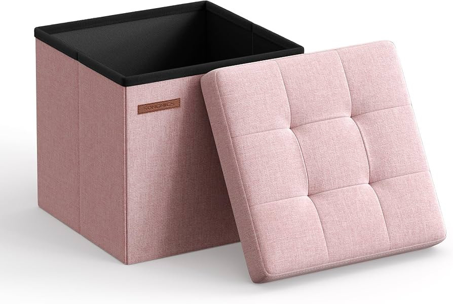 SONGMICS Storage Ottoman, Foldable Small Ottoman Foot Rest, 11.8 Inches Foot Stool, Cube Ottoman ... | Amazon (US)