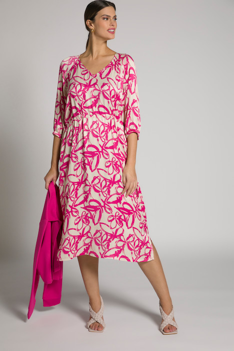 Abstract Floral Print V-Neck Dress | More Dresses | Dresses | Ulla Popken - US & CA