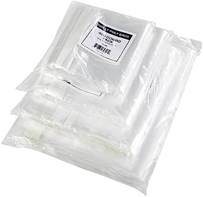 Holly Poly Bags - 400 Industrial Strong Clear Poly Bag Combo Set - 100 Bags Per Size - 6x9, 8x10,... | Amazon (US)