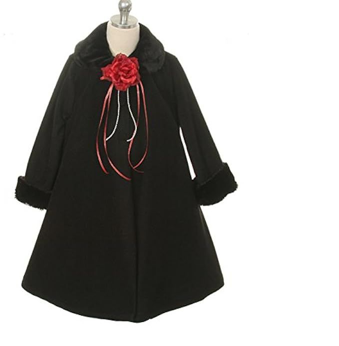 Cozy Fleece Cape Jacket Coat Pink White Ivory Black Red Girls & Infant Hat Set | Amazon (US)