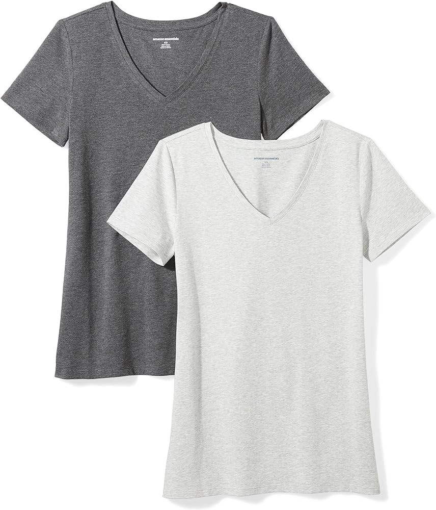 Amazon Essentials Women's Classic-Fit Short-Sleeve V-Neck T-Shirt, Multipacks | Amazon (US)