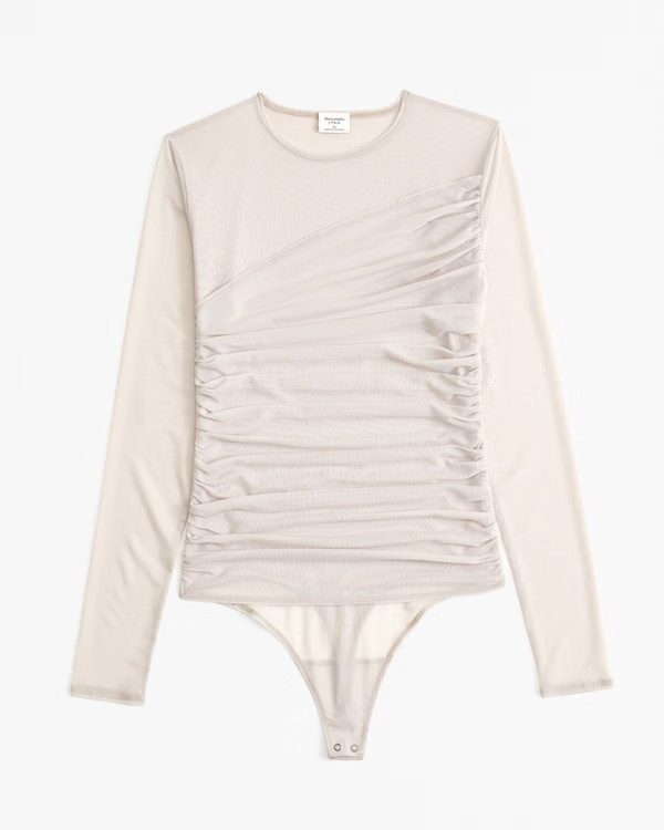 Long-Sleeve Layered Mesh Bodysuit | Abercrombie & Fitch (US)