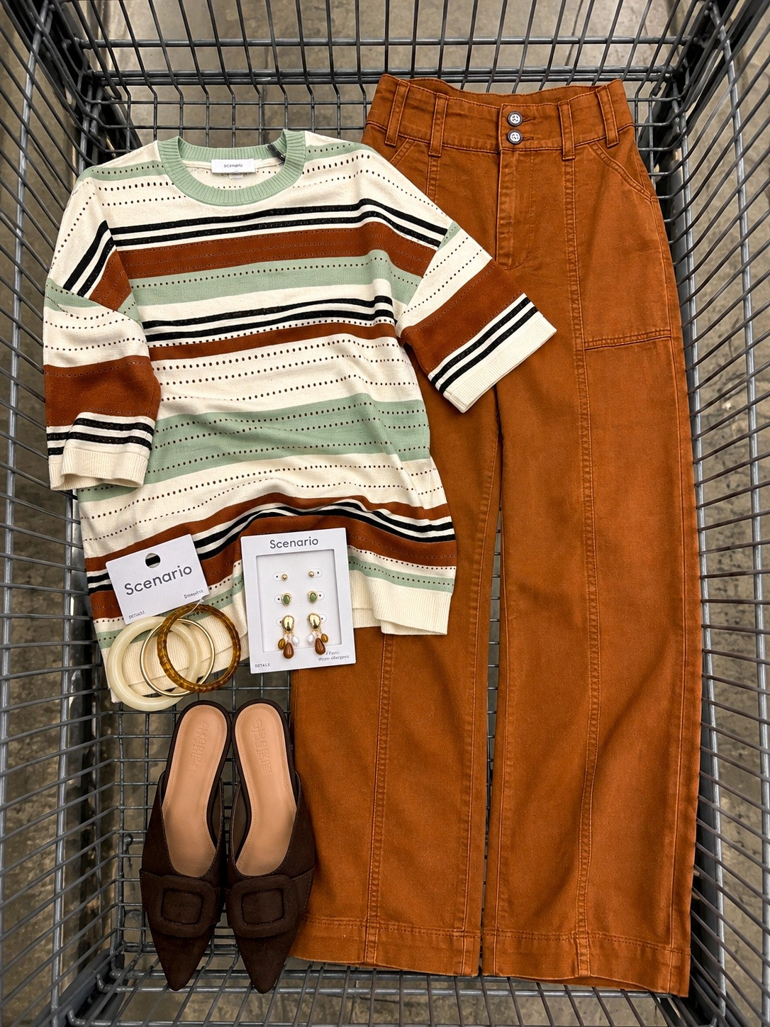These colors together are SO good. The striped knit + rust wide-leg pants + chocolate flats look way more expensive than you’d expect from a Walmart outfit. This one is basically fall in an outfit.

#WalmartFashion #WalmartFinds #FallFashion #AffordableStyle #OutfitInspo