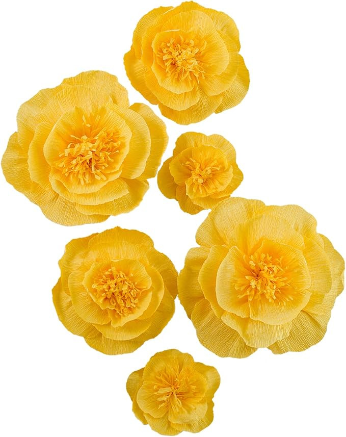 Letjolt Yellow Paper Flowers Decorations for Wall 3D Flowers Home Decor Wedding Backdrop Nursery ... | Amazon (US)