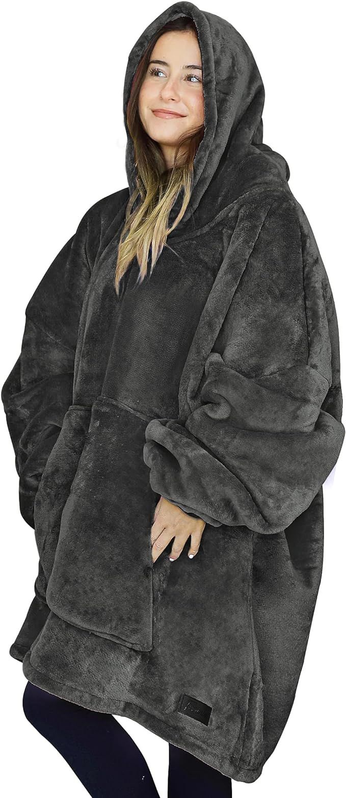 Oversized Hoodie Blanket Sweatshirt Comfortable Sherpa Giant Wearable Blankets Gift for Adults Me... | Amazon (US)