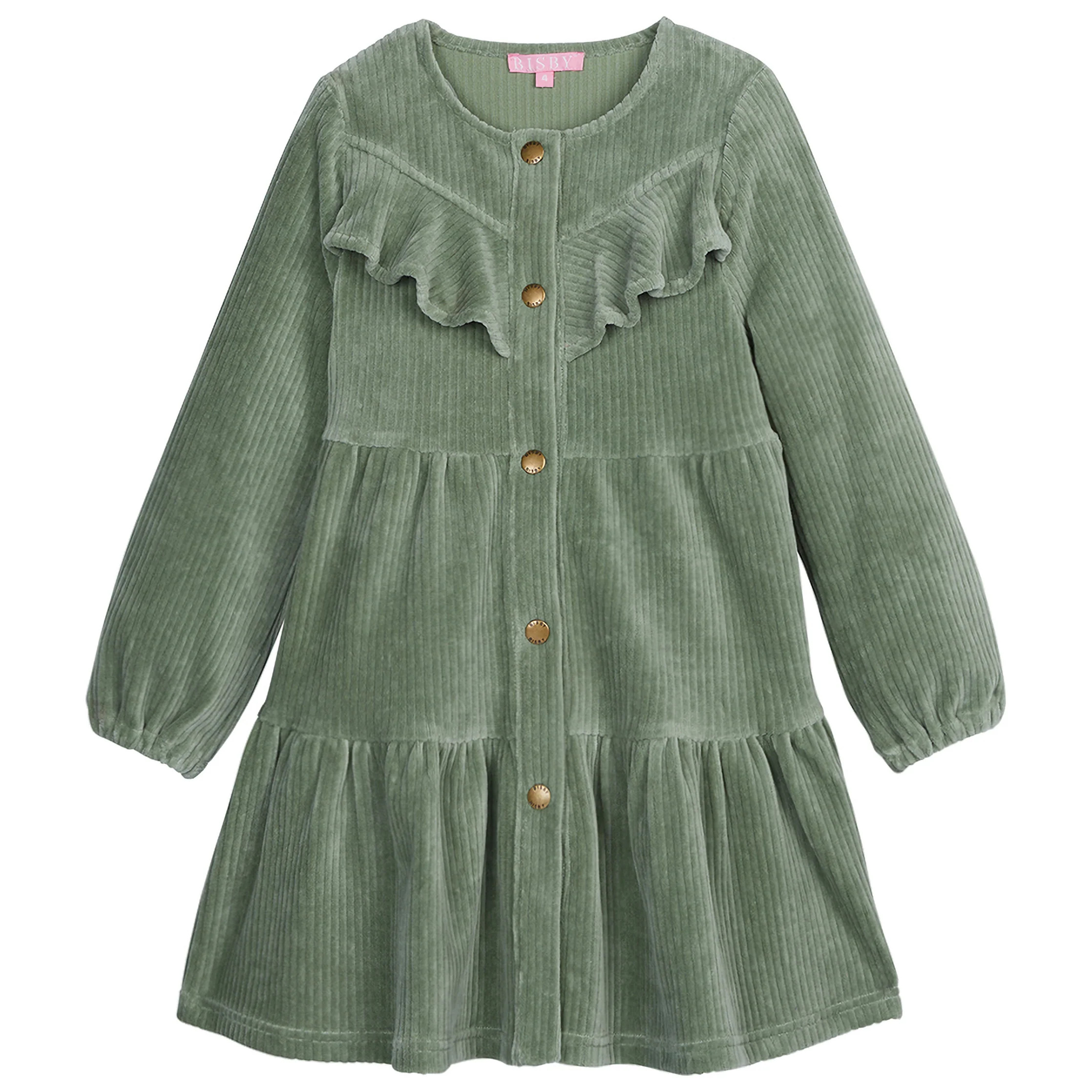Western Dress - Sage Corduroy | BISBY Kids