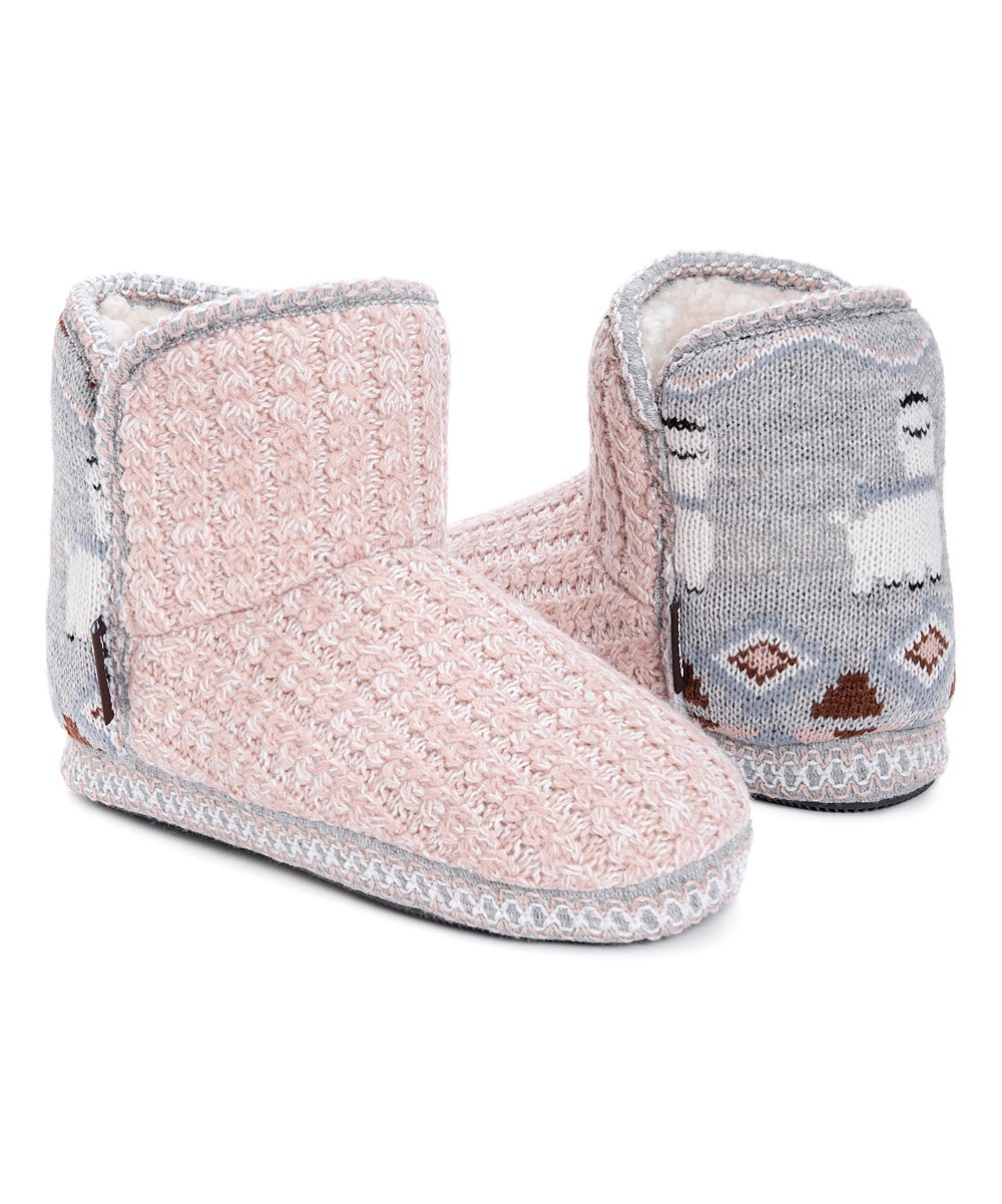 Muk Luks Women's Slippers Frost/Salmon - Frost & Salmon Leigh Slipper Boot - Women | Zulily