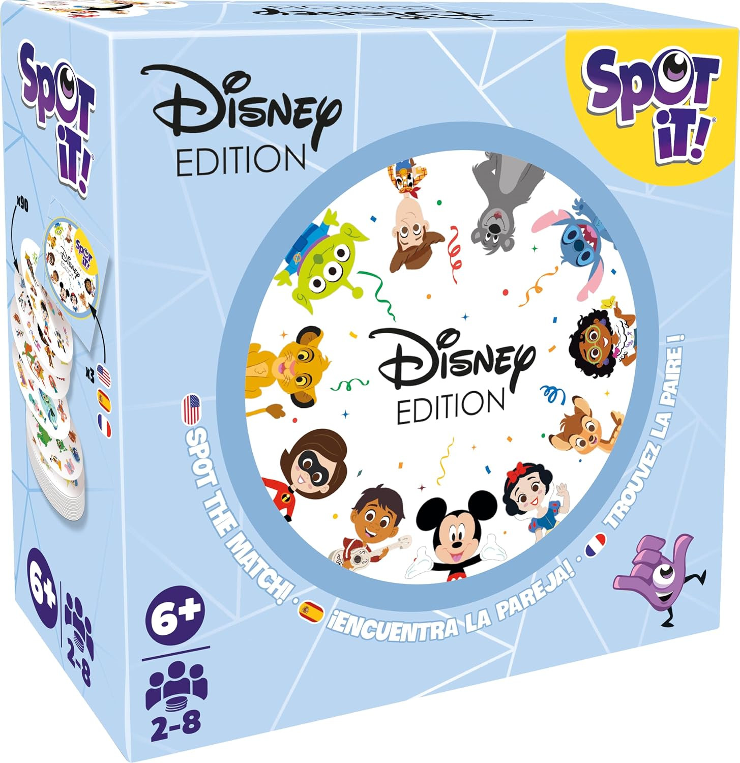 Zygomatic Spot It! Disney Card Game Eco-Blister Edition, 5-in-1 Visual Perception Game for Quick Reflexes and Family Fun, Ages 6+, 2-8 Players, 10 Minute Playtime, Made | Amazon (US)