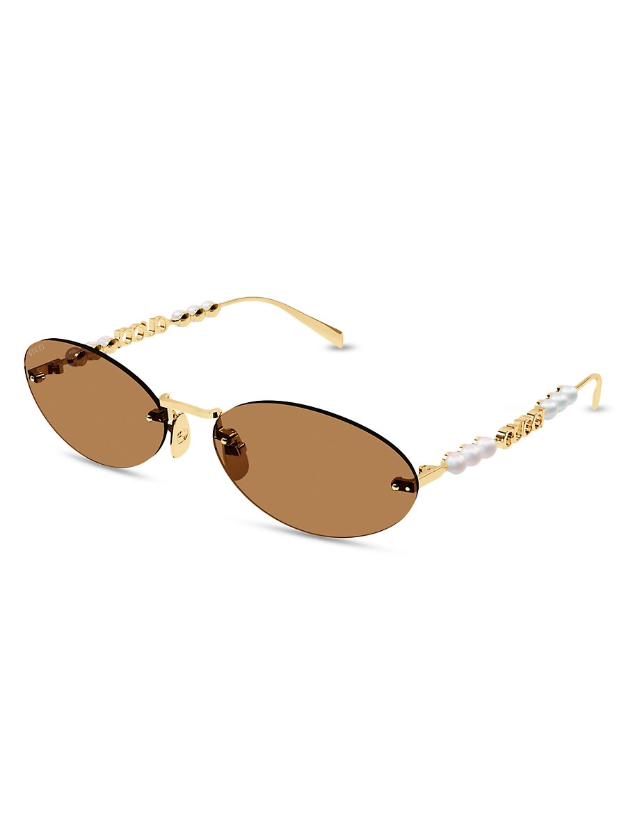 Women's Fashion Show 62MM Oval Sunglasses - Gold White Havana | Saks Fifth Avenue