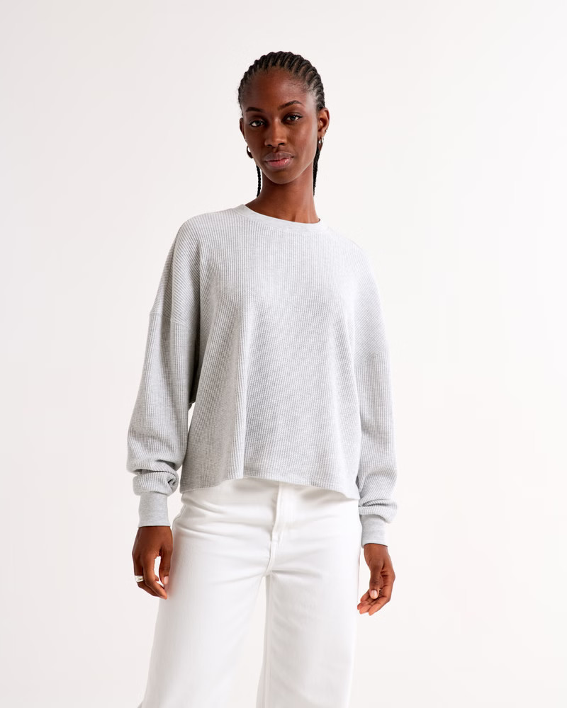 Long-Sleeve Oversized Dolman Waffle Tee | Abercrombie & Fitch (US)