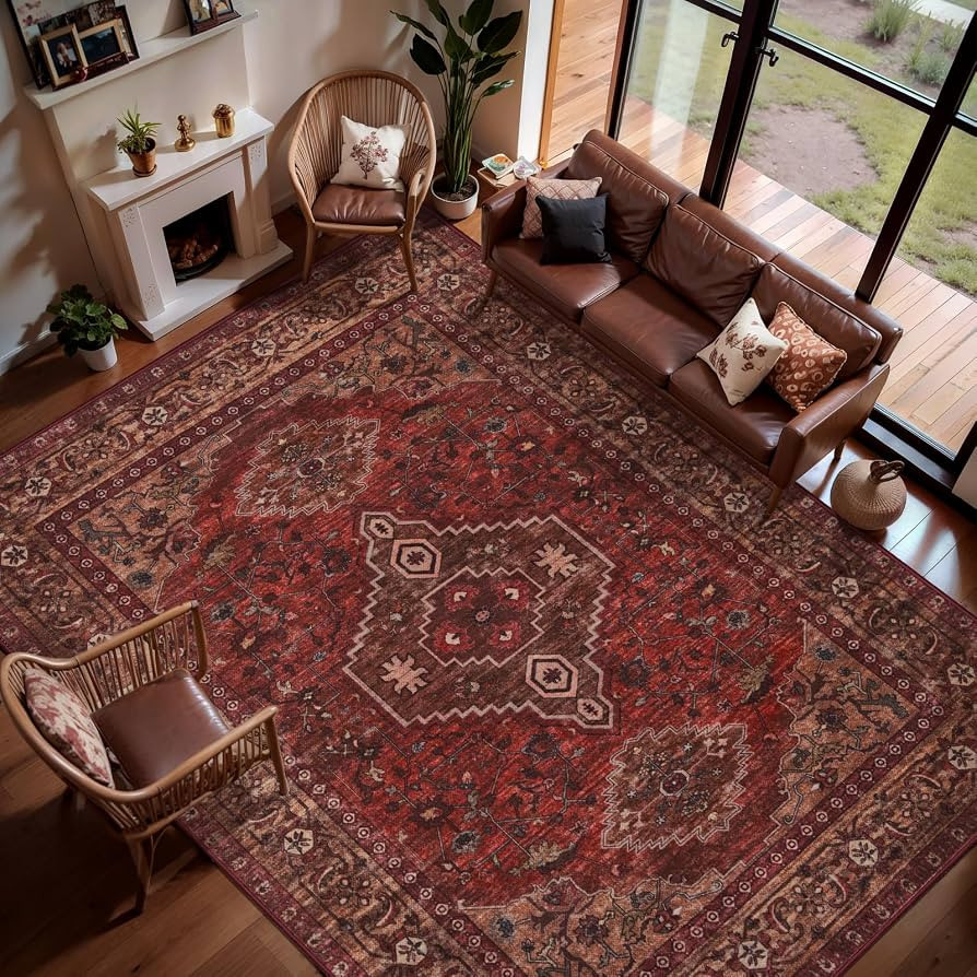 Tangsoo 8x10 Area Rugs for Living Room, Washable Oriental Vintage Indoor Non Slip Large Area Rugs... | Amazon (US)
