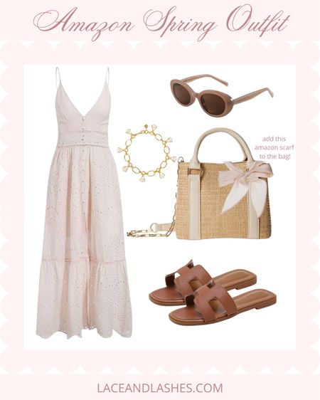 Amazon spring outfit idea 🤍 I’ve had this eyelet dress for 4 years and is amazing quality and the perfect spring dress! 🌸 I also have it in pink and white! 

#LTKsalealert #LTKfindsunder50 #LTKSeasonal