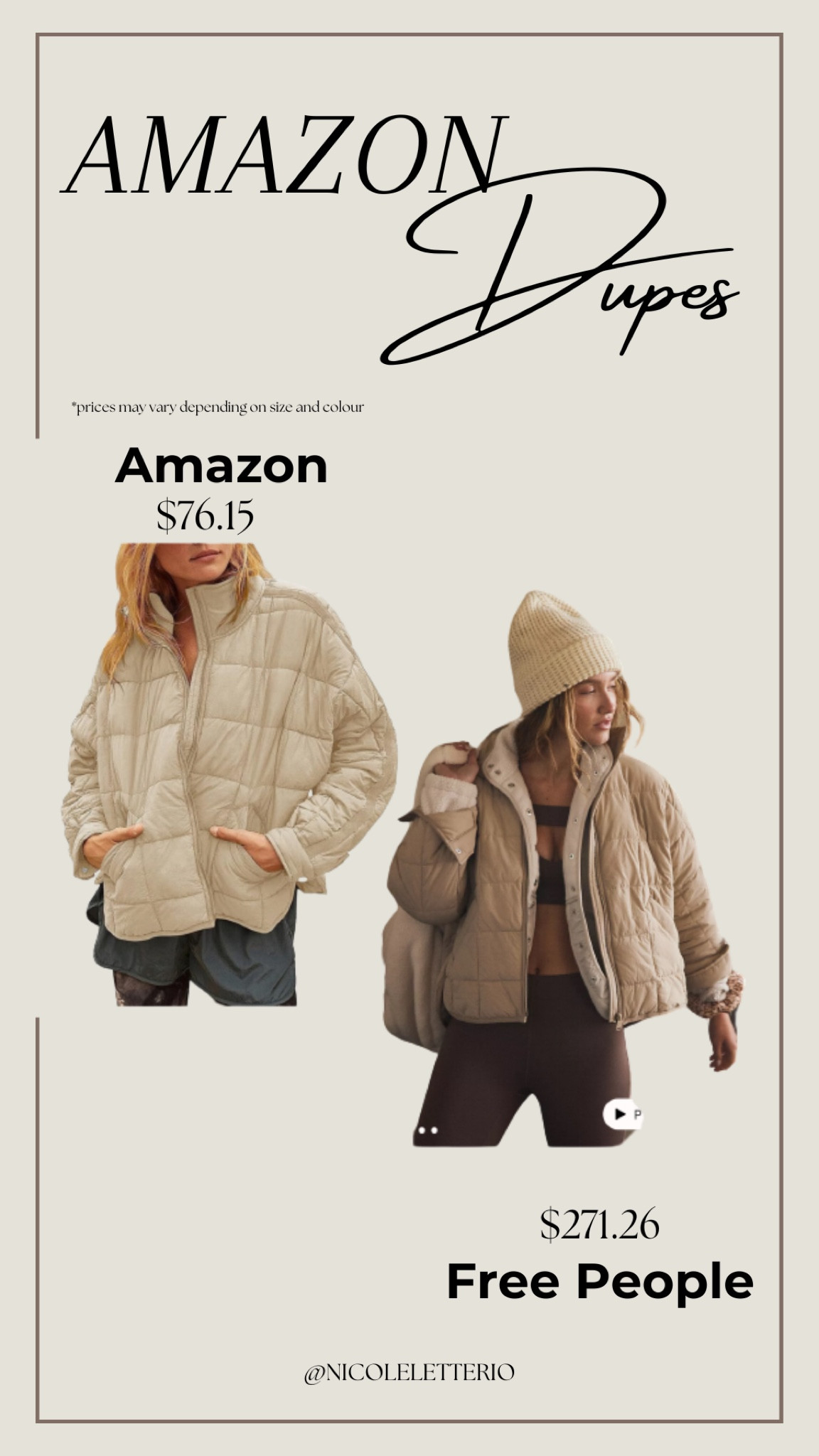 Amazon dupe. Free People puffer jacket  

#LTKGiftGuide #LTKstyletip #LTKSeasonal