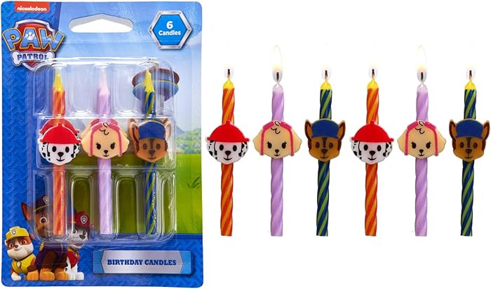 PAW Patrol Birthday Cake Candles | 6 Birthday Candles for Cake Decorations, Red, Pink, Blue Candl... | Amazon (US)