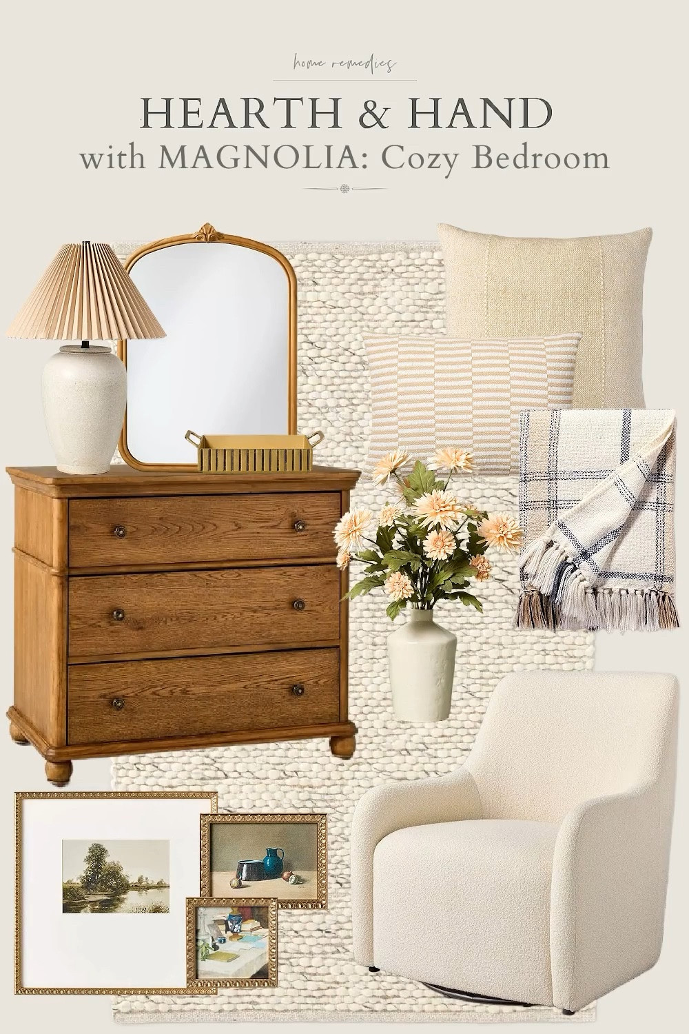 Shop this cozy bedroom look using items from Hearth & Hand with Magnolia's furniture and decor collection! home decor, spring, bedroom, guest room, primary bed room, armchair, dresser, lamp, modern organic, modern farmhouse, cottage, cozy decor

#LTKWatchNow #LTKMostLoved #LTKHome